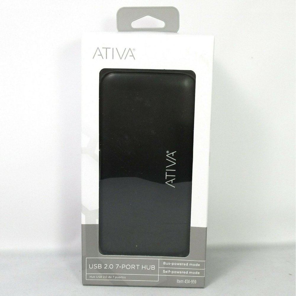 Ativa USB 2.0 7-Port Hub 434-959 Black New In Box Sealed